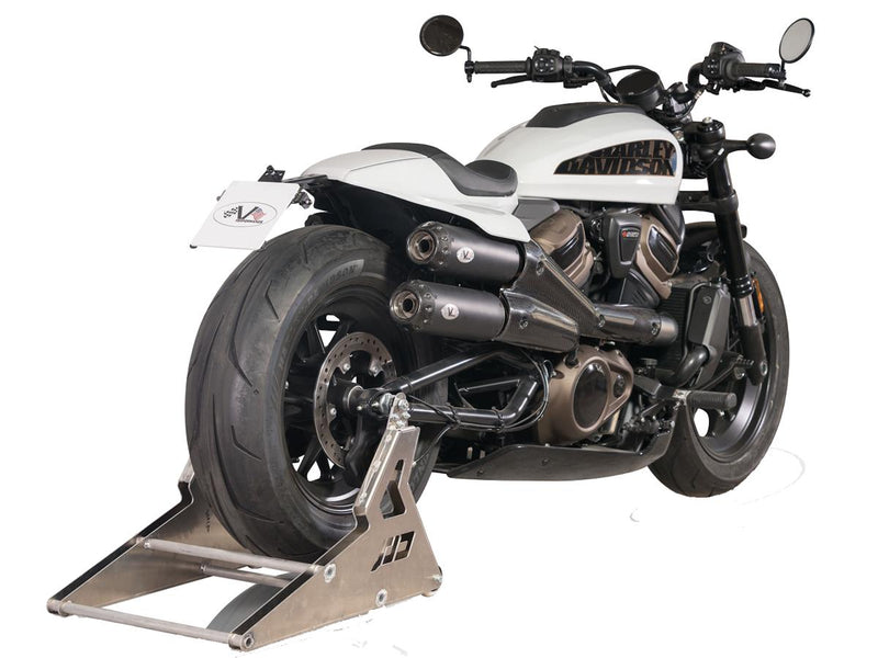 Sportster S 2in2 Racing Muffler & Mid-Pipe Set Endcap Tracker Carbon Black Ceramic Coated