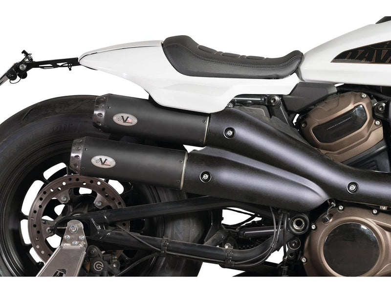 Sportster S 2in2 Racing Muffler & Mid-Pipe Set Endcap Tracker Carbon Black Ceramic Coated