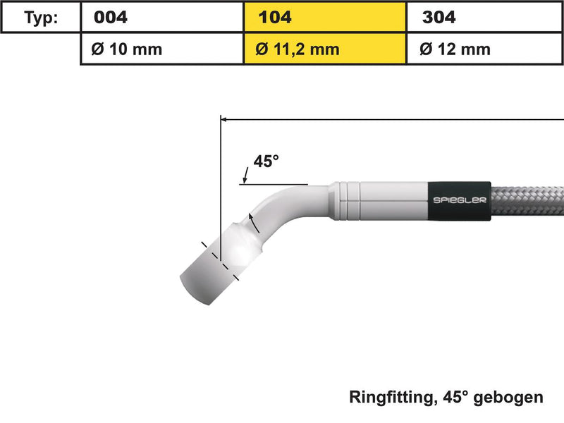 Vario Line Banjo Fitting Type 004 45 Degree Elbow Stainless Steel 10 MM