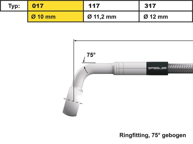 Vario Line Banjo Fitting Type 017 70 Degree Elbow Stainless Steel 10 MM