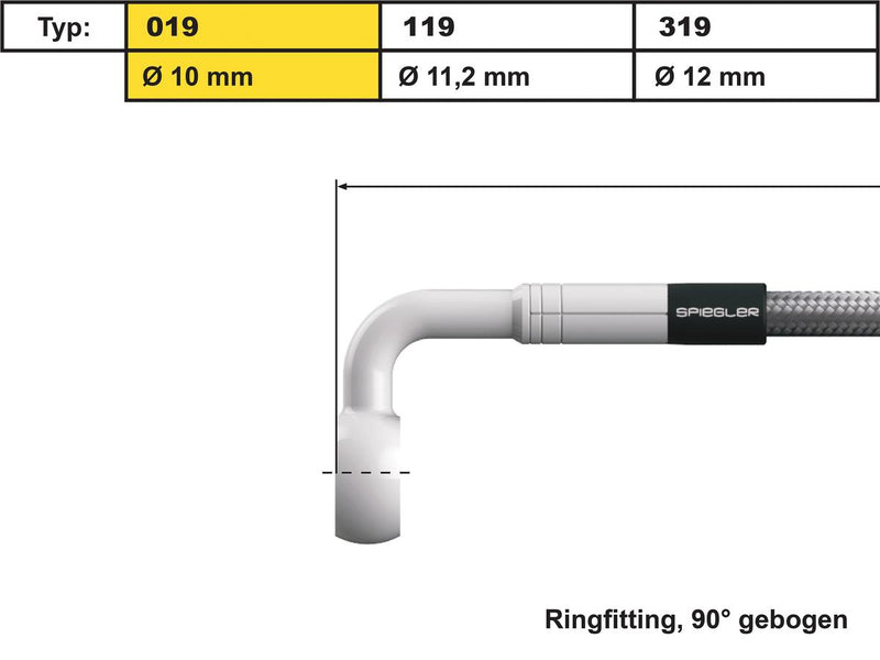 Vario Line Banjo Fitting Type 019 90 Degree Elbow Stainless Steel 10 MM