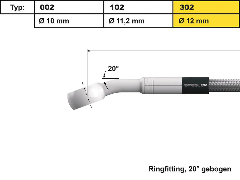 Vario Line Banjo Fitting Type 302 20° Elbow Stainless Steel - 12 MM