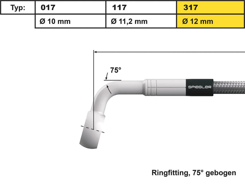 Vario Line Banjo Fitting Type 317 70 Degree Elbow Stainless Steel 12 MM