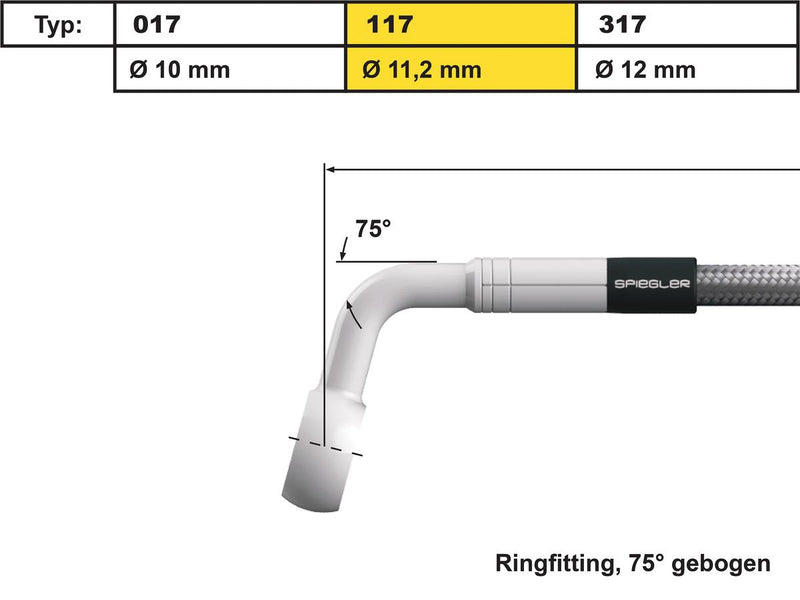 Vario Line Banjo Fitting Type 117 75 Degree Elbow Stainless Steel 11 MM