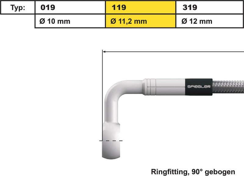 Vario Line Banjo Fitting Type 119 90 Degree Elbow Stainless Steel 11 MM