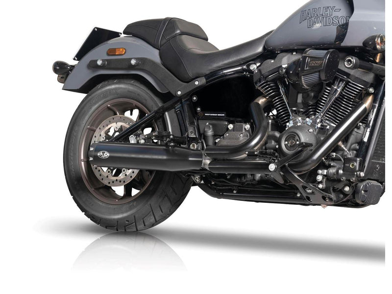 Softail 2 In 1 Full System Exhaust Endcap Revolver Black Ceramic Coated