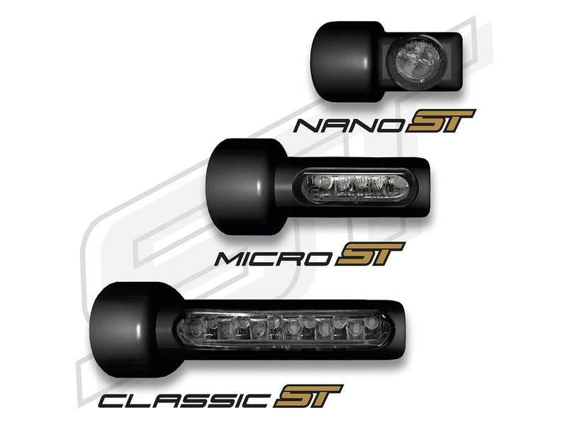 Classic ST Series LED Turn Signals Anodized Chrome Smoke LED