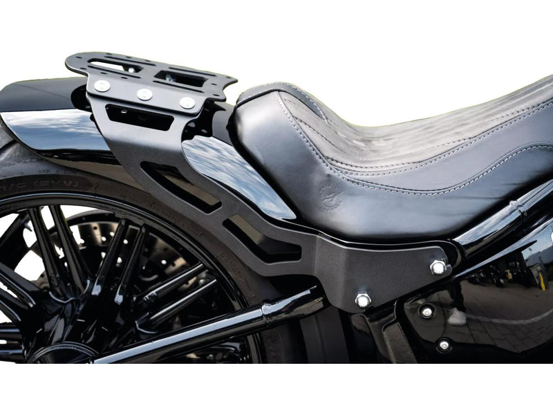 Custombike Luggage Rack For M8 Softail With 200/18 Tire & Customfender Black Powder Coated