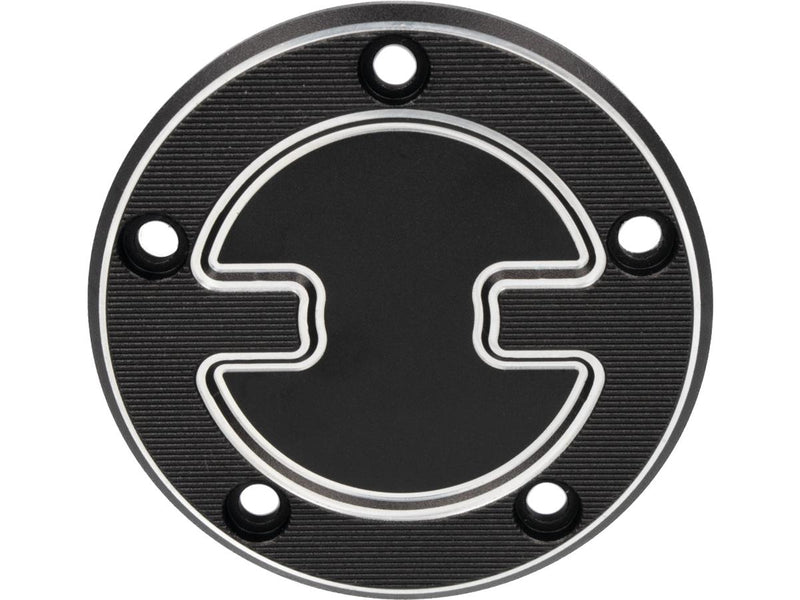 TB-S Timer Cover Black Cut Anodized For 00-17 Softail