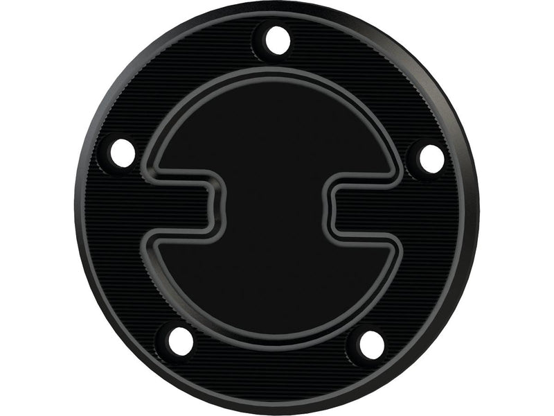 TB-S Timer Cover Black Cut Anodized For 00-17 Softail