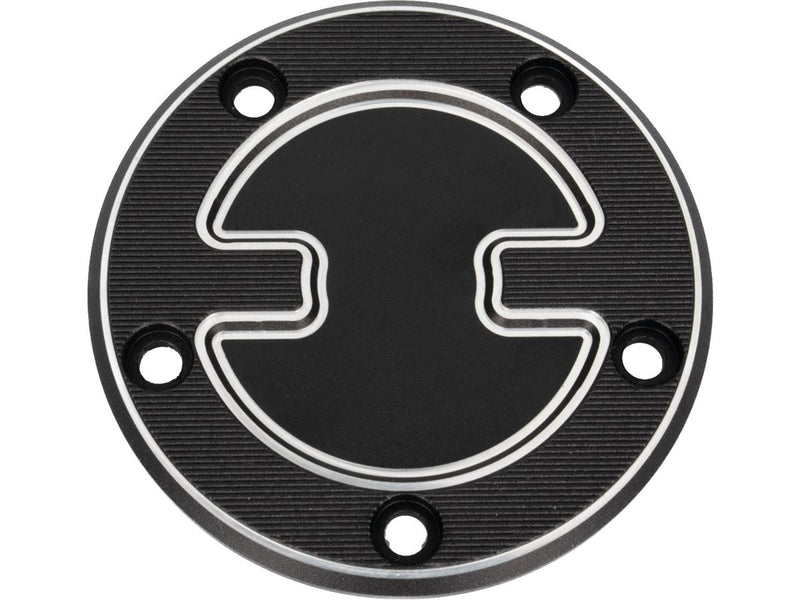 TB-S Timer Cover Black Cut Anodized For 00-17 Softail