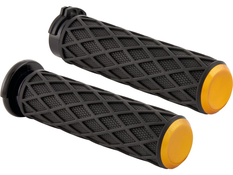 Diamond Grips Black Rubber/ Gold Endcap 1 Inch Throttle Cables