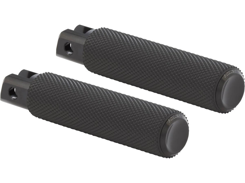 Knurled Rubber Passenger Pegs Black Rubber Black Endcap