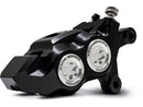 Race Series Monoblock Brake Caliper Clear Anodized Billet Bore Caps Black Anodized Front Right