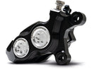 Race Series Monoblock Brake Caliper Clear Anodized Billet Bore Caps Black Anodized Front Right