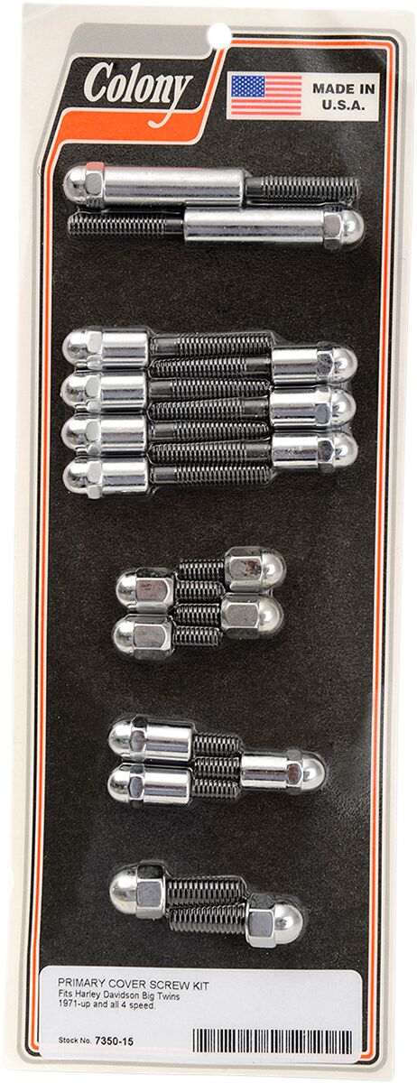 Primary Cover Acorn Screw Kit Chrome / Silver For Harley Davidson FL 1200 1971-1977