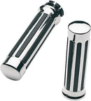 Custom Chrome Rail Style Rubber Grips Black / Chrome For Kawasaki VN 1500 1996-2004 - 12.7 CM