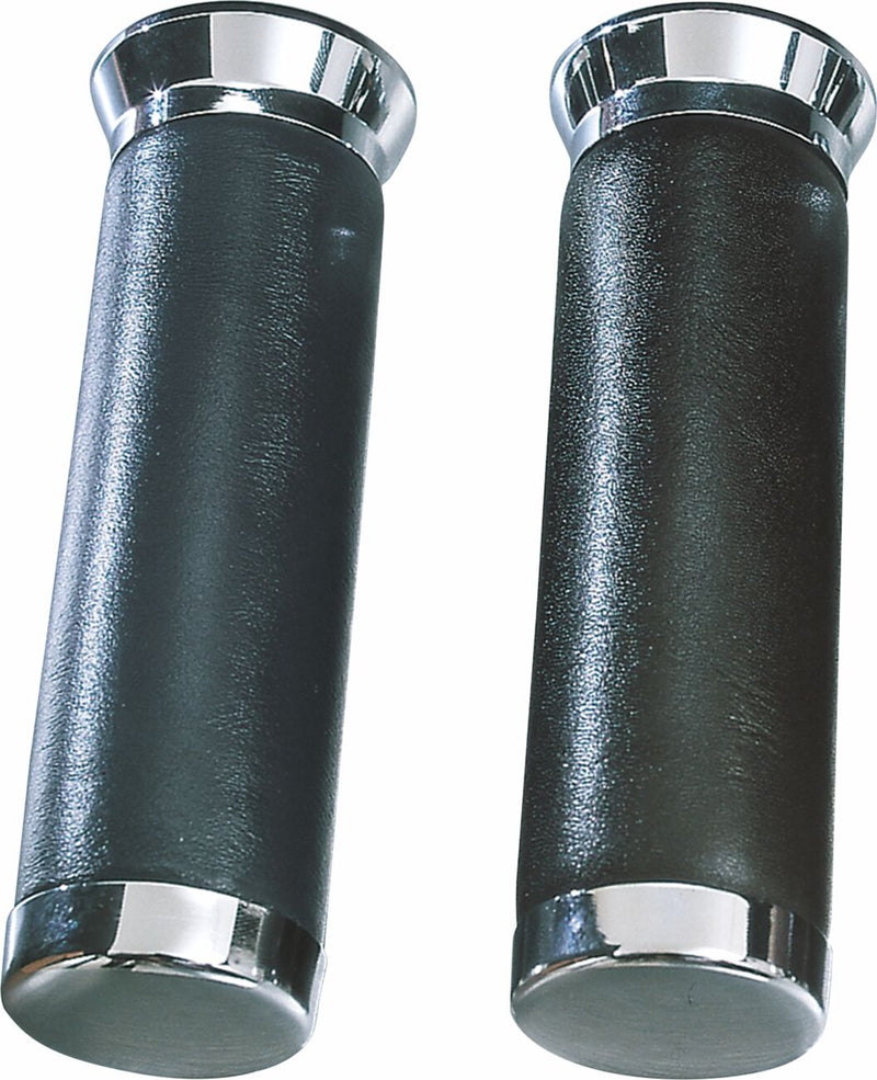 Leather-Covered Grips Black For Honda GL 1200