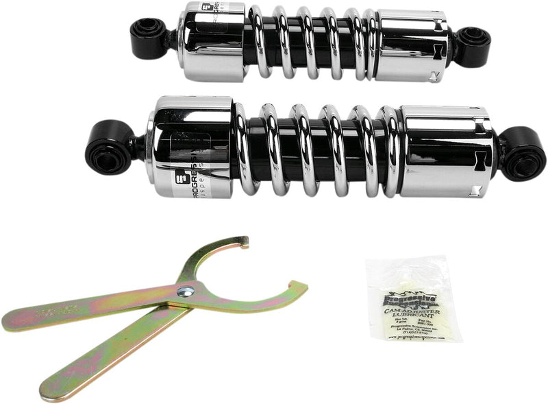 412 Series Shocks Black / Chrome For Harley Davidson FLD 1690 2012-2013 - 11 Inch