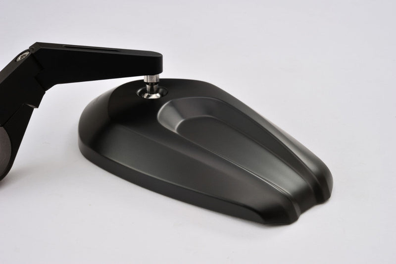 "D-MIRROR-13" CAVE-1 Aluminium+ABS Bar End Mirror Black Short