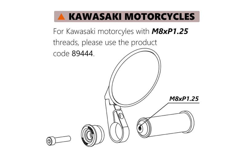 "D-MIRROR" Bar End Mirror Adapter Kawasaki Black