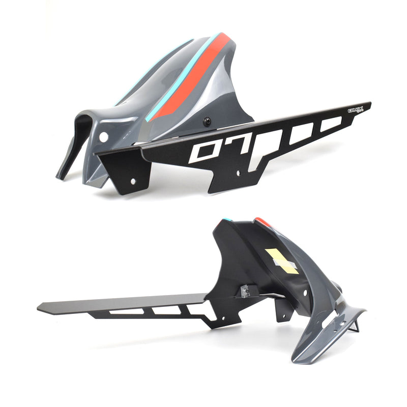 Hugger with Aluminium Chainguard For Storm Fluo Tri Colour (Storm/Red/Blue) For Yamaha MT-07 2021-Current