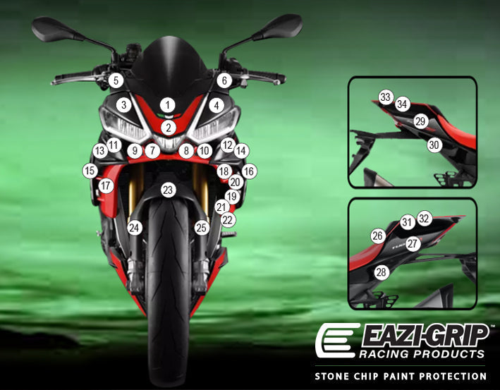 Stone Chip Protection Kit Clear Gloss For Aprilia Tuono V4 2021-Current