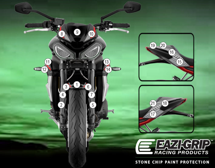 Stone Chip Protection Kit Clear Gloss For Triumph Street Triple 765 2019-2021