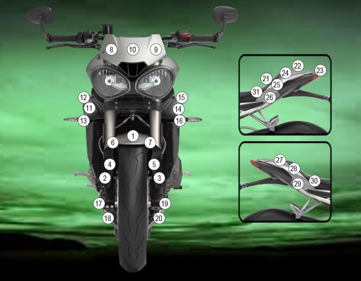 Stone Chip Protection Kit Clear Matt For Triumph Street Triple 765 2017-2019