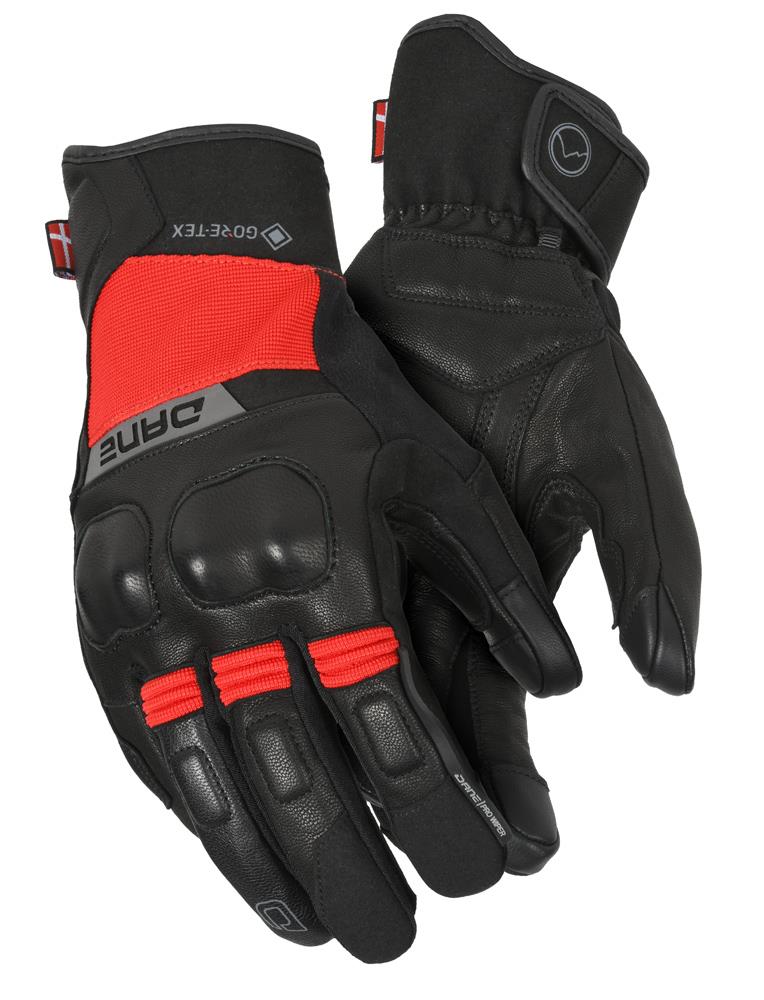 Dane Finn Gore-Tex Grip Motorcycle Gloves Black / Red