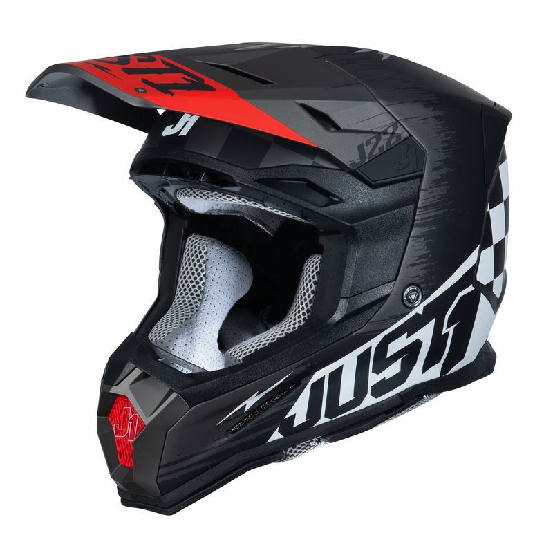 J22 Motocross Helmet Flagman Red / Titanium / Black