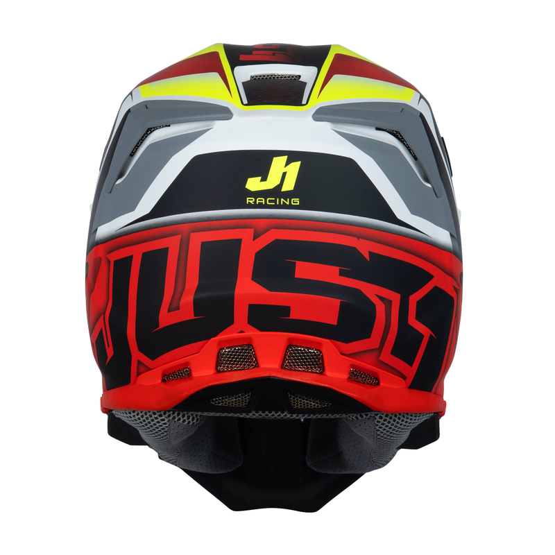 J22 Motocross Helmet Frenetik Fire Fluo Yellow / Red / White