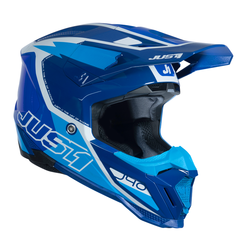 J40 Motocross Helmet Flash White / Blue