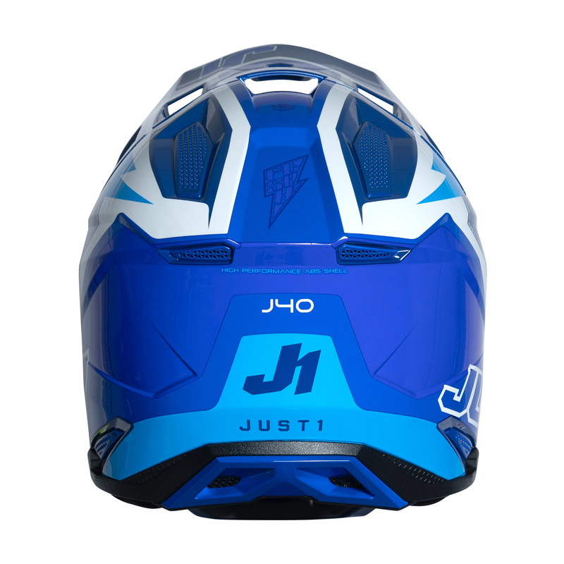 J40 Motocross Helmet Flash White / Blue