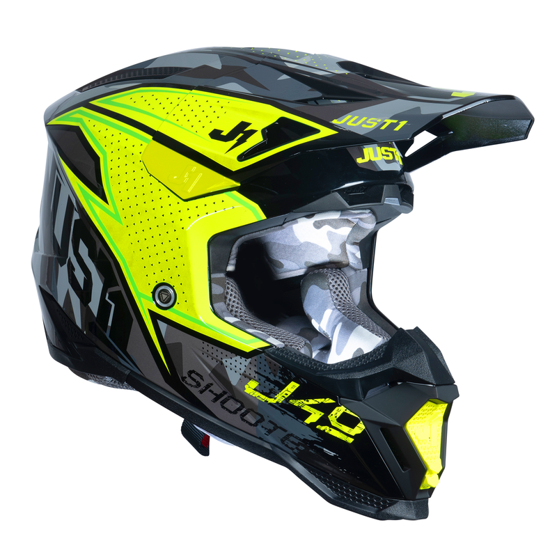 J40 Motocross Helmet Shooter Camo / Fluo Yellow / Black