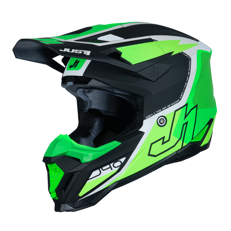 J40 Motocross Helmet Flash Fluo Green / White / Black
