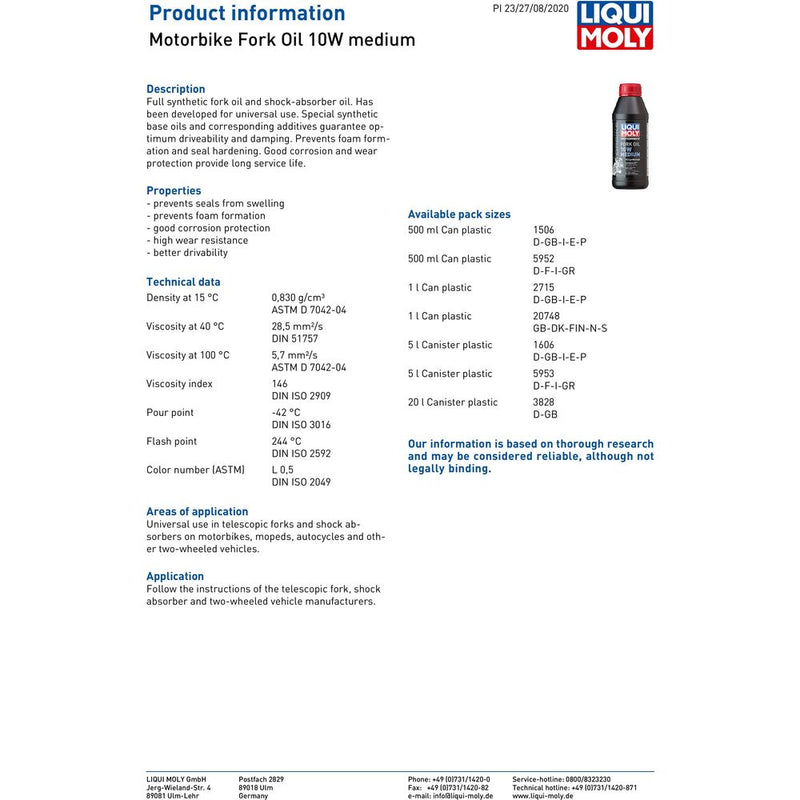 Liqui Moly 10W Medium Fork Oil - 3828