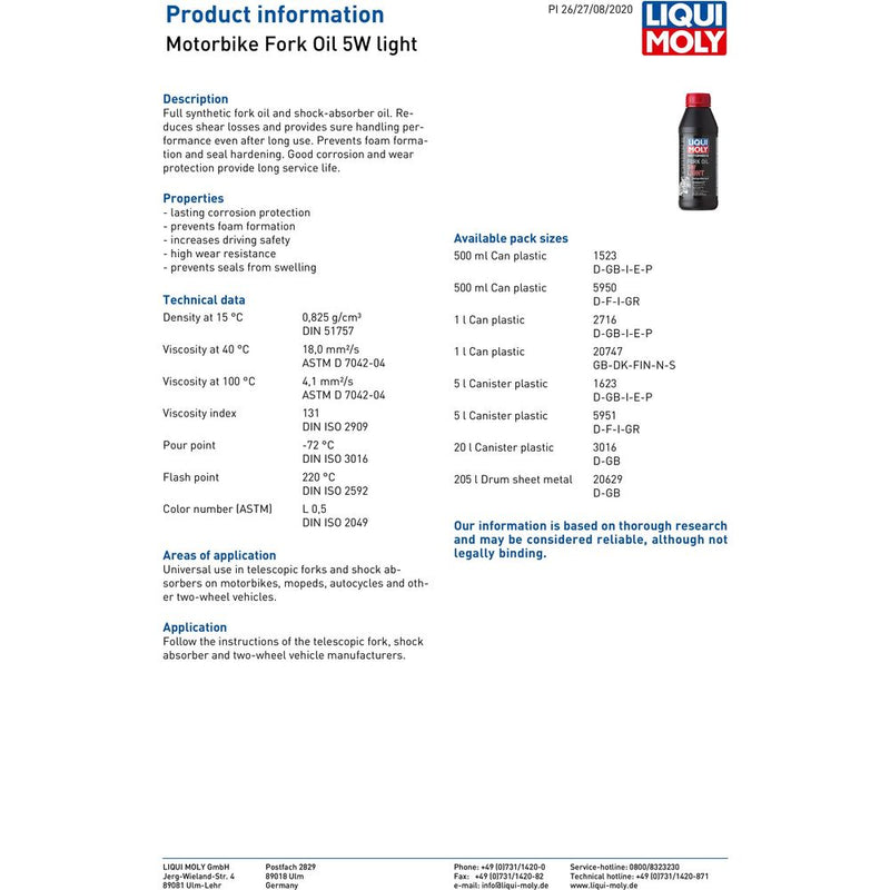 Liqui Moly 5W Light Fork Oil - 3016