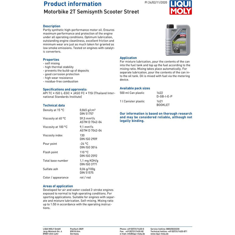 Liqui Moly 2 Stroke Semi Synthetic Scooter Street Oil