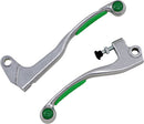Competition Lever Set Green / Polished / Silver For Kawasaki KDX 2 26