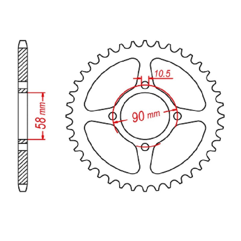 Performance 1221-45 Steel Rear Sprocket