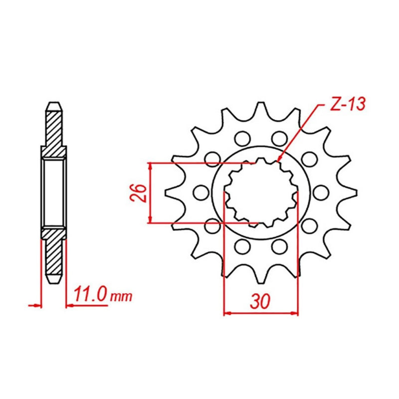 Performance 1591-16 Steel Front Sprocket