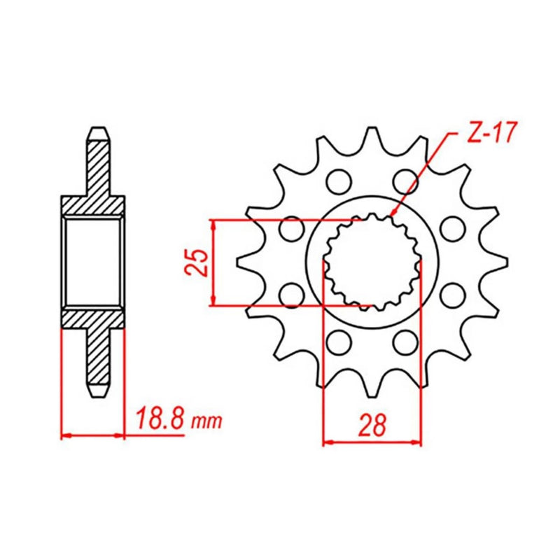 Performance 704-17 Steel Front Sprocket