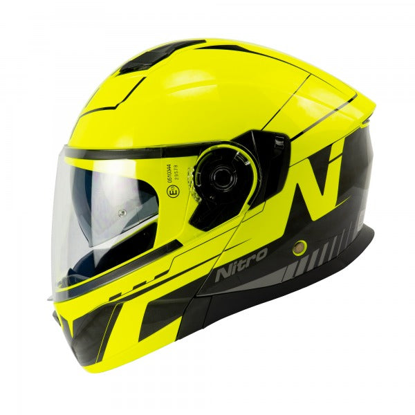 F350 Analog Flip Up Helmet Black / Safety Yellow / Gun Metal