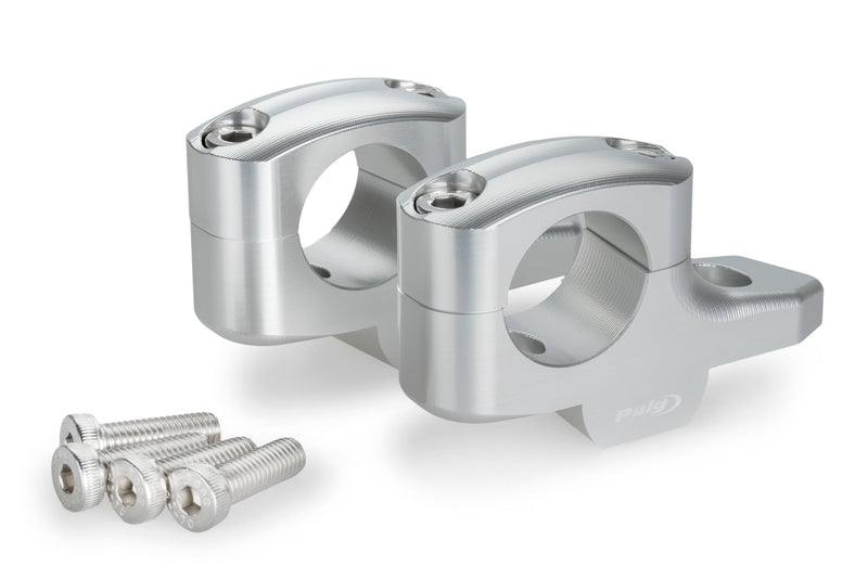 Pullback Handlebar Risers - 20mm Rise/16mm Back Silver For BMW R 1300 GS 2023-Current