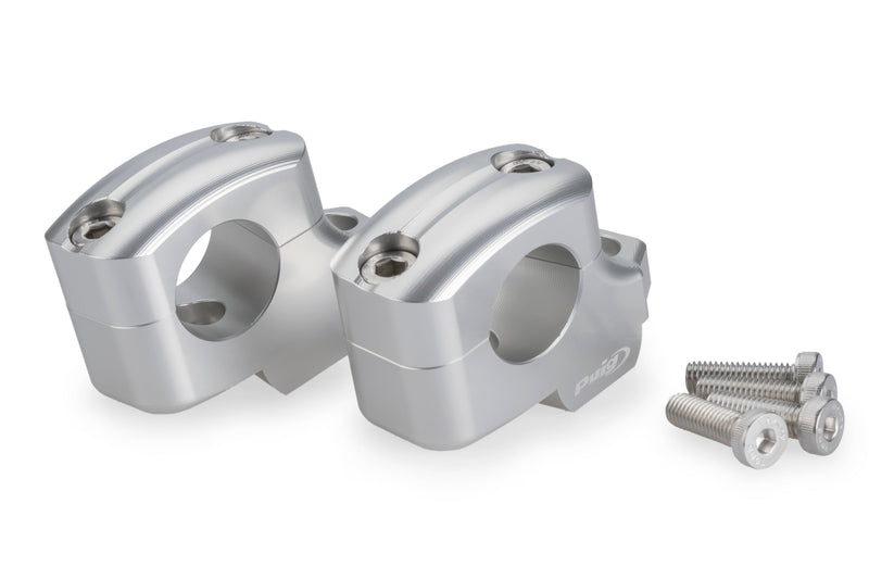 Pullback Handlebar Risers - 25mm Rise / 16mm Back Silver For BMW F900GS/Adv 2024>Current
