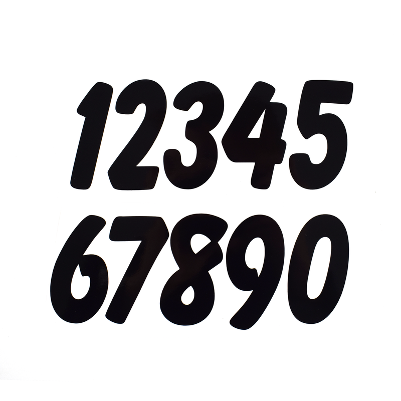 Pyramid Decals Racing Numbers Set 0-9 2D Black