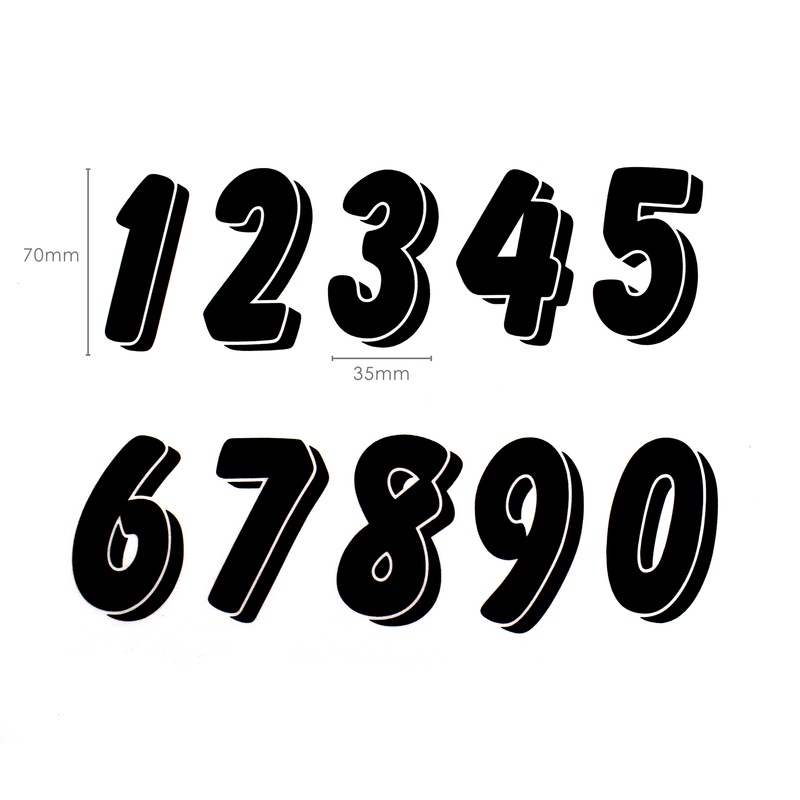 Pyramid Decals Racing Numbers Set 0-9 3D Black