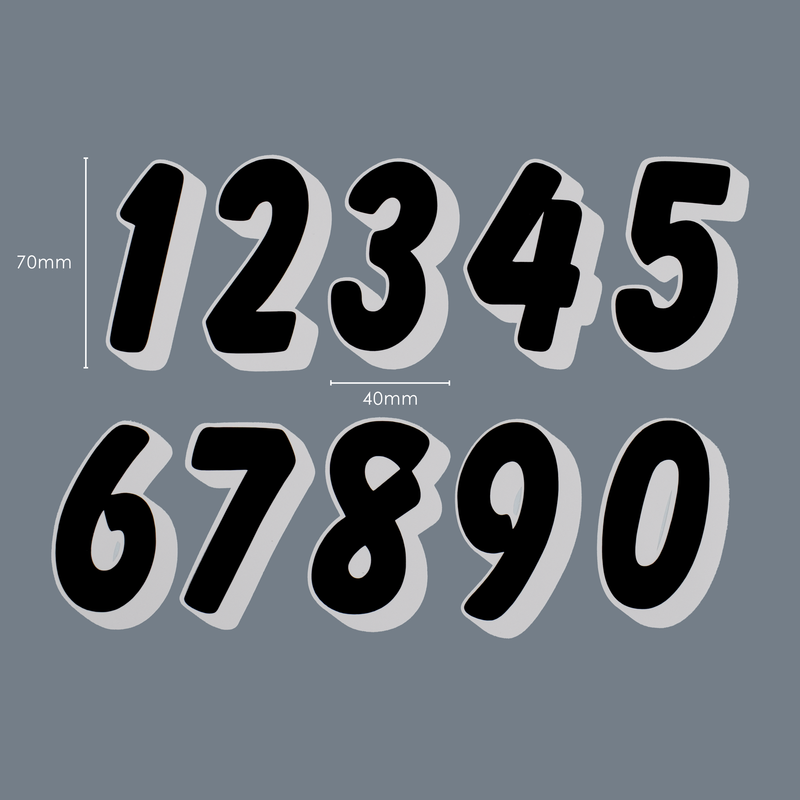 Pyramid Decals Racing Numbers Set 0-9 3D Black / White