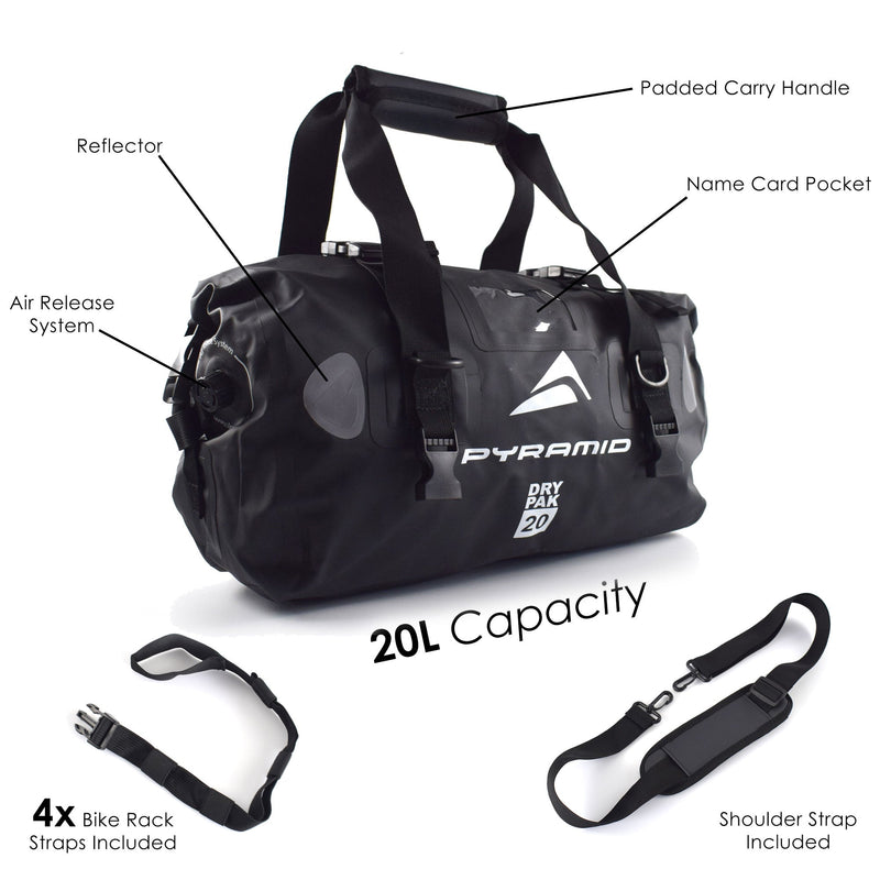 Waterproof 20L Motorcycle Duffle Bag Black